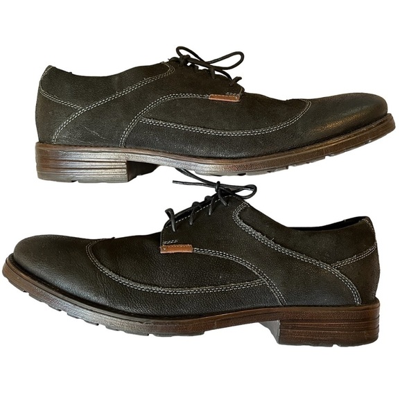 Clarks Mens Black Suede Wingtips Oxford Lace Up Dress Shoes Size 13 Leather - Picture 4 of 9